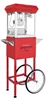 Red 4oz popcorn machine with cart - front view