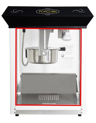Rear window highlighted on 8oz Oscar popcorn machine